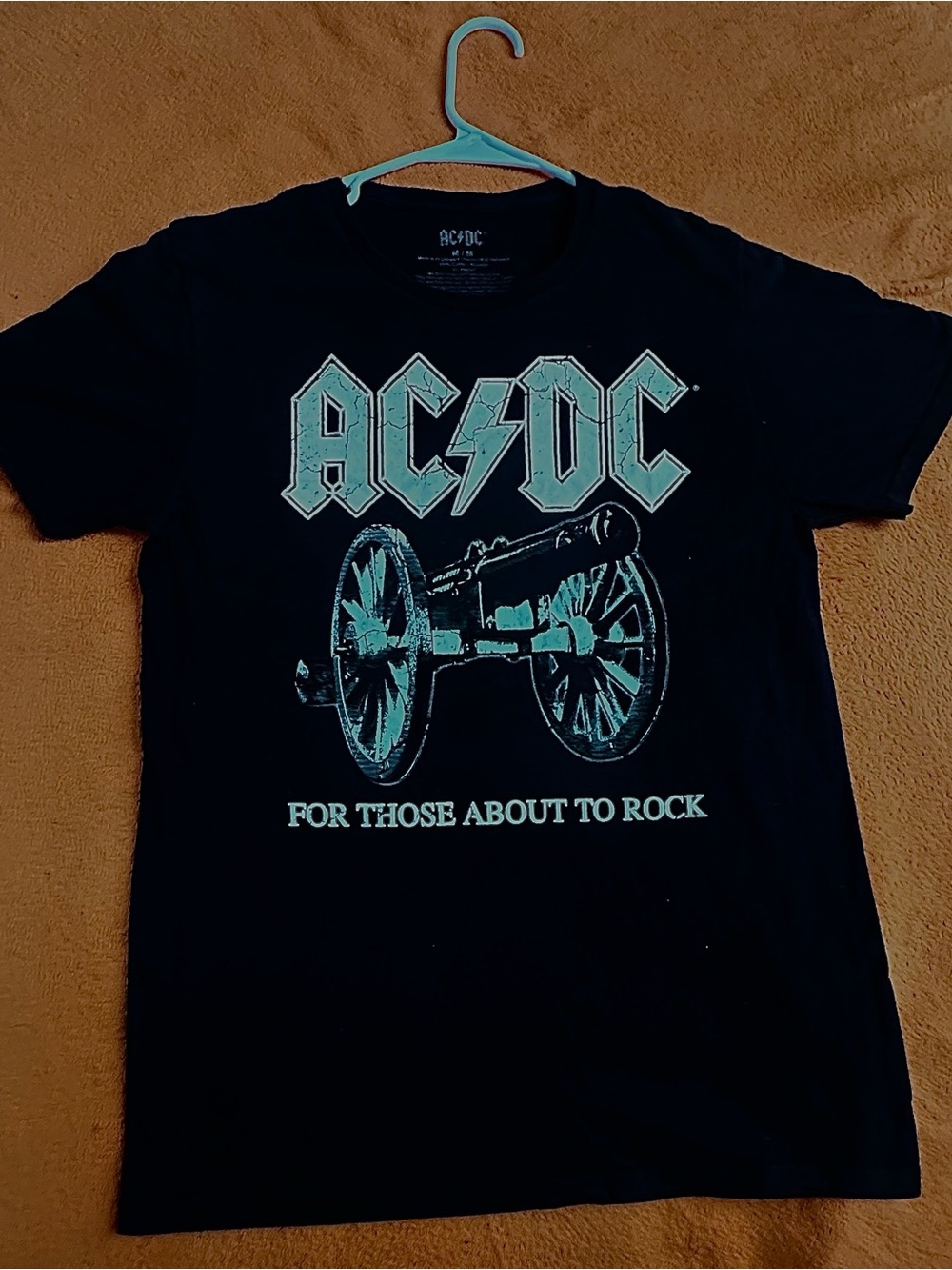 AC/DC Black Tee with Turquoise Cannon Graphic